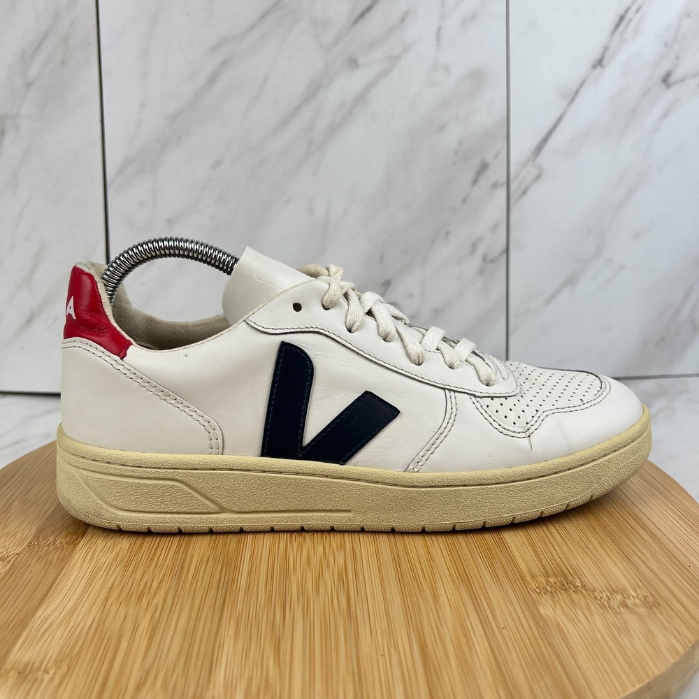 Veja V-10 Womens Size 9 White Nautico Pekin Leather Walk Casual Sneakers Shoes